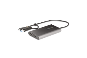 StarTech.com USB-C naar Dual-HDMI Adapter, USB-C of A naar 2x HDMI, 4K 60Hz, 100W Power Delivery Pass-Through, 30cm Ingebouwde Kabel, USB naar HDMI Multi-Monitor Converter voor Laptop