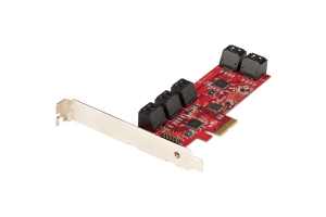 StarTech.com SATA PCIe Kaart, 10 Port PCIe SATA Uitbreidingskaart, 6Gbps, Low/Full Profile, Stacked SATA Connectors, ASM1062 Non-Raid, PCI Express naar SATA Converter/Adapter