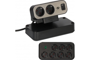 Brennenstuhl 1153580210 power uitbreiding 2 m 9 AC-uitgang(en) Binnen Zwart, Zilver