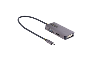 StarTech.com USB-C Display Adapter, USB C naar HDMI DVI VGA Adapter, 4K 60Hz, Aluminium, Video Display Adapter, Thunderbolt 3 / 4 Compatibel, USB Type C Travel Adapter