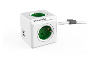 Allocacoc PowerCube Extended USB power uitbreiding 1,5 m 4 AC-uitgang(en) Binnen Groen, Wit