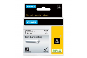 DYMO Rhino industriële Zeflaminerende labels | 24 mm x 5,5 m | zwarte afdruk op wit | voor Rhino labelprinters