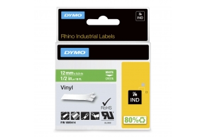 DYMO Rhino industriële Vinyl Labels | 12 mm x 5,5 m | witte afdruk op groen | zelfklevende labels voor Rhino & LabelManager labelprinters