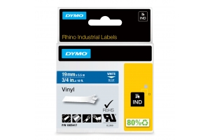 DYMO Rhino industriële Vinyl Labels | 19 mm x 5,5 m | witte afdruk op blauw | zelfklevende labels voor Rhino & LabelManager labelprinters