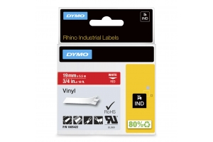 DYMO Rhino industriële Vinyl Labels | 19 mm x 5,5 m | witte afdruk op rood | zelfklevende labels voor Rhino & LabelManager labelprinters