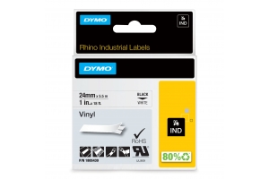 DYMO Rhino industriële Vinyl Labels | 24 mm x 5,5 m | zwarte afdruk op wit | zelfklevende labels voor Rhino & LabelManager labelprinters