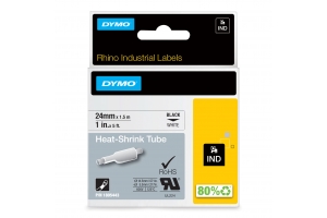 DYMO Rhino industriële Heat-Shrink Tube-labels | 24 mm x 1,5 m | zwarte afdruk op wit | voor Rhino labelprinters