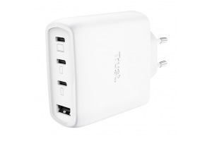 Trust Maxo 65W Universele Laptoplader - USB-C oplader – 65W vermogen – 4 poorten - 2 m kabel – Wit