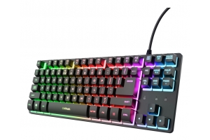 Trust GXT 833 Thado TKL toetsenbord Gamen USB AZERTY Belgisch Zwart