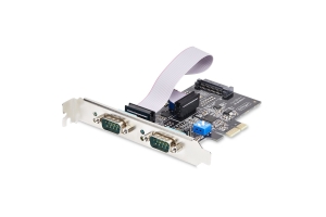 StarTech.com 2-Port PCIe Seriële Adapter Kaart, Quad PCI Express naar RS232/RS422/RS485 (DB9) Serial Kaart, Incl. Low-Profile Beugel, 16C1050 UART, Windows/Linux, TAA Compliant, Level-4 ESD Bescherming