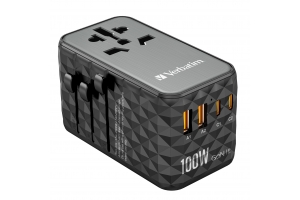 Verbatim UTA-06 100W GaN III universele reisadapter Met 2 x USB-C PD & QC 4+ & 2 x USB-A QC 3.0 poorten