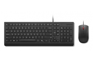 Lenovo Essential Wired Combo Black US Euro toetsenbord Inclusief muis Universeel USB Zwart