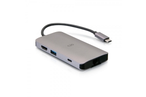 C2G USB-C 8-in-1 Mini Dock met HDMI, 2x USB-A, Ethernet, SD-kaartlezer en USB-C stroomvoorziening tot 100W - 4K 30Hz