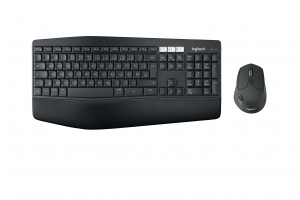 Logitech 920-008223 toetsenbord Inclusief muis Universeel RF-draadloos + Bluetooth QWERTZ Zwitsers Zwart