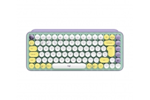 Logitech Pop Keys toetsenbord RF-draadloos + Bluetooth QWERTY Brits Engels Muntkleur, Violet, Wit, Geel