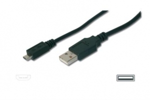 ASSMANN Electronic A/micro-B, 3m USB-kabel USB 2.0 USB A Micro-USB B Zwart