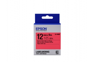 Epson Pastel Tape- LK-4RBP Pastel Blk/Red 12/9