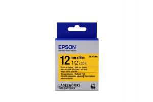 Epson Strong Adhesive Tape - LK-4YBW Strng adh Blk/Yell 12/9