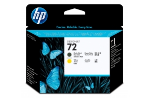 HP 72 skrivehode, matt svart og gul inktcartridge 1 stuk(s) Mat Zwart, Geel