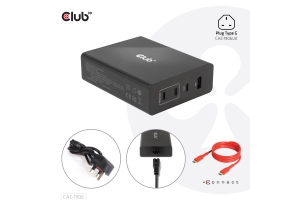 CLUB3D Travel Charger 132W GAN technology, Four port USB Type-A and -C, Power Delivery(PD) 3.0 Support