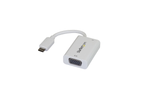 StarTech.com USB C naar VGA Adapter met Power Delivery, 1080p USB Type-C naar VGA Monitor Video Converter met Charging, 60W PD Pass-Through, Thunderbolt 3 Compatibel, Wit