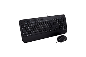 V7 CKU300DE toetsenbord Inclusief muis USB QWERTZ Duits Zwart