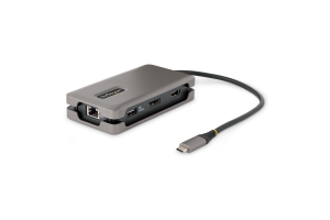 StarTech.com USB-C Multiport Adapter, 4K 60Hz HDMI/DP, 3-Port USB Hub, 100W Power Delivery Pass-Through, GbE, Travel Docking Station met Charging, Mini Dock, 30cm Wrap-Around Kabel