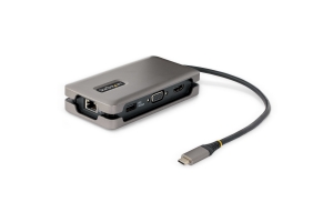 StarTech.com USB-C Multiport Adapter, 4K 60Hz HDMI/VGA, 3-Port USB Hub, 100W Power Delivery Pass-Through, GbE, Travel Docking Station met Charging, Mini Dock, 30cm Wrap-Around Kabel
