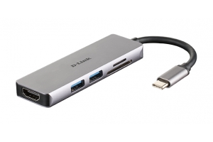 D-Link DUB-M530 laptop dock & poortreplicator Bedraad USB 3.2 Gen 1 (3.1 Gen 1) Type-C Aluminium, Zwart