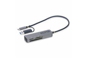 StarTech.com USB 3.0 Multi-Media Geheugenkaart Lezer, SD/microSD/CompactFlash Card Reader, Compacte 5Gbps USB Kaart Adapter, Externe USB-C Kaartlezer met ingebouwde USB-A Adapter, Werkt met elk besturingssysteem