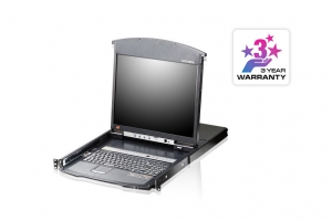 ATEN 1-Lokale/externe gedeelde toegang, 8-poorts Cat 5 Dual Rail KVM over IP-switch met poort serieschakeling