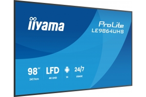 iiyama LE9864UHS-B1AG beeldkrant Digitale signage flatscreen 2,49 m (98") Wifi 500 cd/m² 4K Ultra HD Zwart Type processor Android 24/7