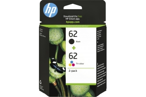 HP 62 originele zwarte/drie-kleuren inktcartridges, 2-pack