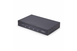 StarTech.com 4-Port KM Switch met Mouse Roaming, USB Switch voor Toetsenbord/Muis, 3.5mm/USB Audio, Randapparatuur delen voor 4 Computers, TAA Compliant