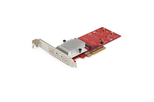 StarTech.com Dual M.2 PCIe SSD Adapter Kaart, x8 / x16 Dual NVMe of AHCI M.2 SSD naar PCI Express 3.0, M.2 NGFF PCIe (M-Key) Compatibel, Ondersteunt 2242, 2260, 2280, JBOD, Mac & PC