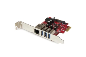 StarTech.com 3-poorts PCI Express USB 3.0-kaart + gigabit Ethernet