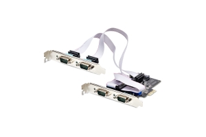 StarTech.com 4-Port PCIe Seriële Adapter Kaart, Quad PCI Express naar RS232/RS422/RS485 (DB9) Serial Kaart, Incl. Low-Profile Beugel, 16C1050 UART, Windows/Linux, TAA Compliant, Level-4 ESD Bescherming
