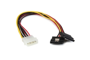 StarTech.com 30cm LP4 naar 2x Vergrendelbare Y-adapter Splitterkabel SATA Voeding 4-pin Molex naar 2x SATA