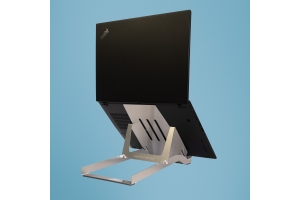 R-Go Tools Laptophouder R-Go Riser Basic, inklapbare en verstelbare laptopverhoger, aluminium, zilver