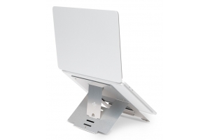 R-Go Tools Laptopstandaard R-Go Riser Flexible, verstelbare inklapbare laptopverhoger, ergonomisch, Hylite aluminium, zilver