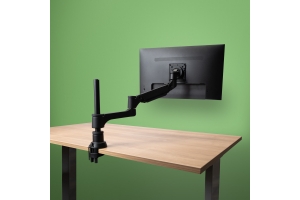 R-Go Tools Monitorarm R-Go Caparo, verstelbare enkele monitorarm met gasveer, 100% circulair, 3-9 kg draagvermogen, zwart