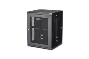 StarTech.com 4 Post 15U Wandmonteerbare Netwerkkast met 1U Schap, 19" Scharnierende Patchkast voor Data/AV/Electronica/Computer Apparatuur, Veelzijdig Geventileerd Server Rack, Vergrendelbaar