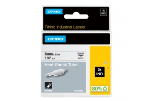 DYMO Rhino industriële Heat-Shrink Tube-labels | 6 mm x 1,5 m | zwarte afdruk op wit | voor Rhino labelprinters