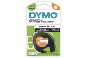 DYMO LetraTag originel opstrijkbare textiellabels | 12 mm x 2 m rol | Zwart afdrukken op witte etiketten | opstrijkbaar voor LetraTag-printers