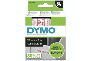 DYMO originele D1 labels | Rode Tekst op Wit Label | 12 mm x 7 m | zelfklevende etiketten voor de LabelManager labelprinter | gemaakt in Europa