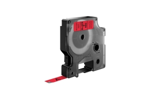 DYMO D1 -Standard Labels - Black on Red - 9mm x 7m