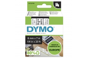 DYMO originele D1 labels | Zwarte Tekst op Wit Label | 6 mm x 7 m | zelfklevende etiketten voor de LabelManager labelprinter | gemaakt in Europa