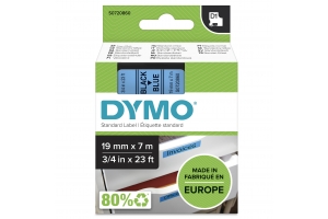 DYMO originele D1 labels | Zwarte Tekst op Blauw Label | 19 mm x 7 m | zelfklevende etiketten voor de LabelManager labelprinter | gemaakt in Europa