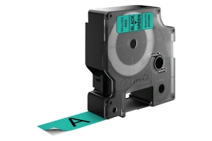 DYMO D1 -Standard Labels - Black on Green - 19mm x 7m