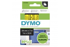 DYMO originele D1 labels | Zwarte Tekst op Geel Label | 24 mm x 7 m | Zelfklevende etiketten voor de LabelManager labelprinter | gemaakt in Europa